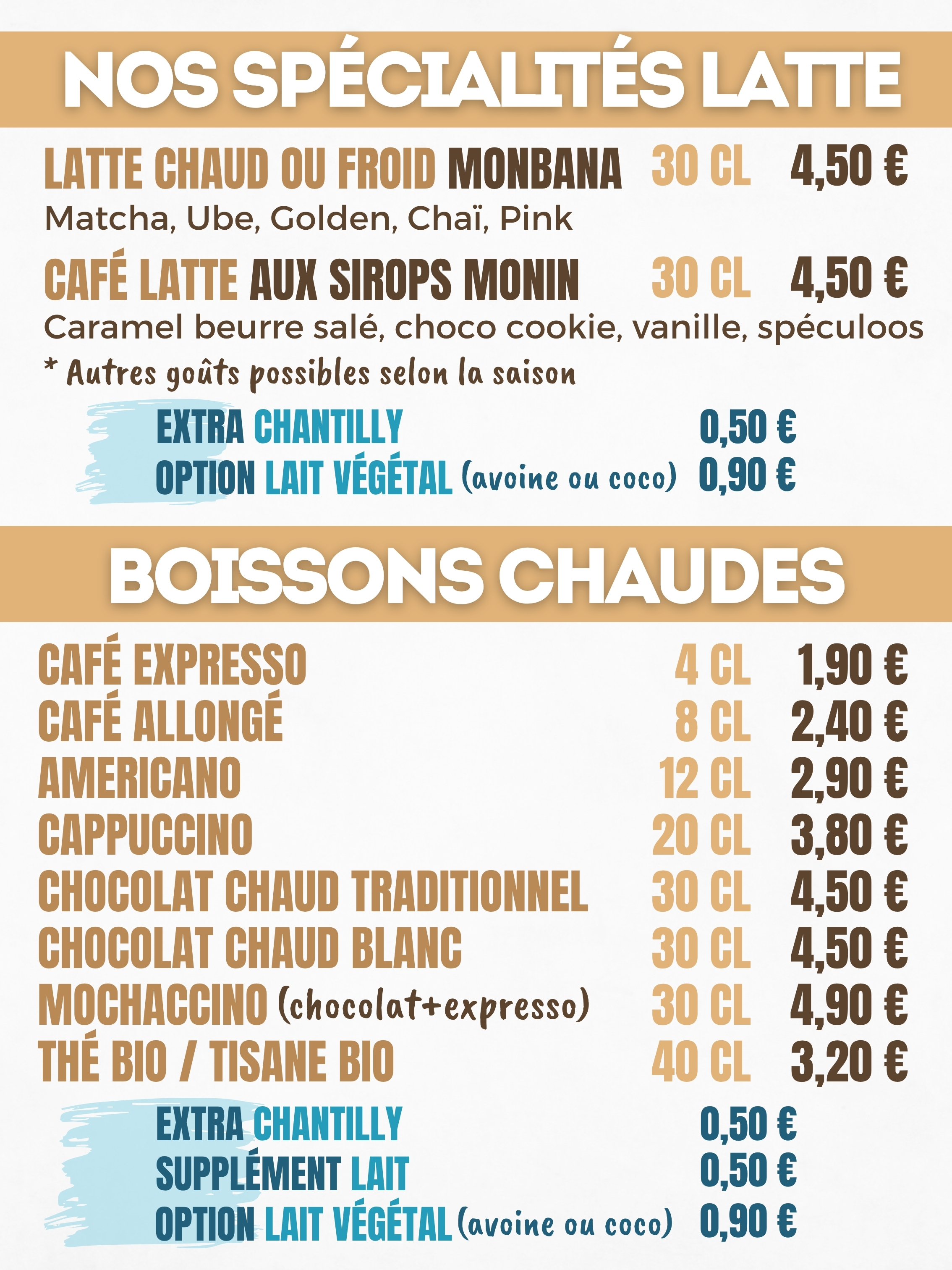 Nos boissons chaudes