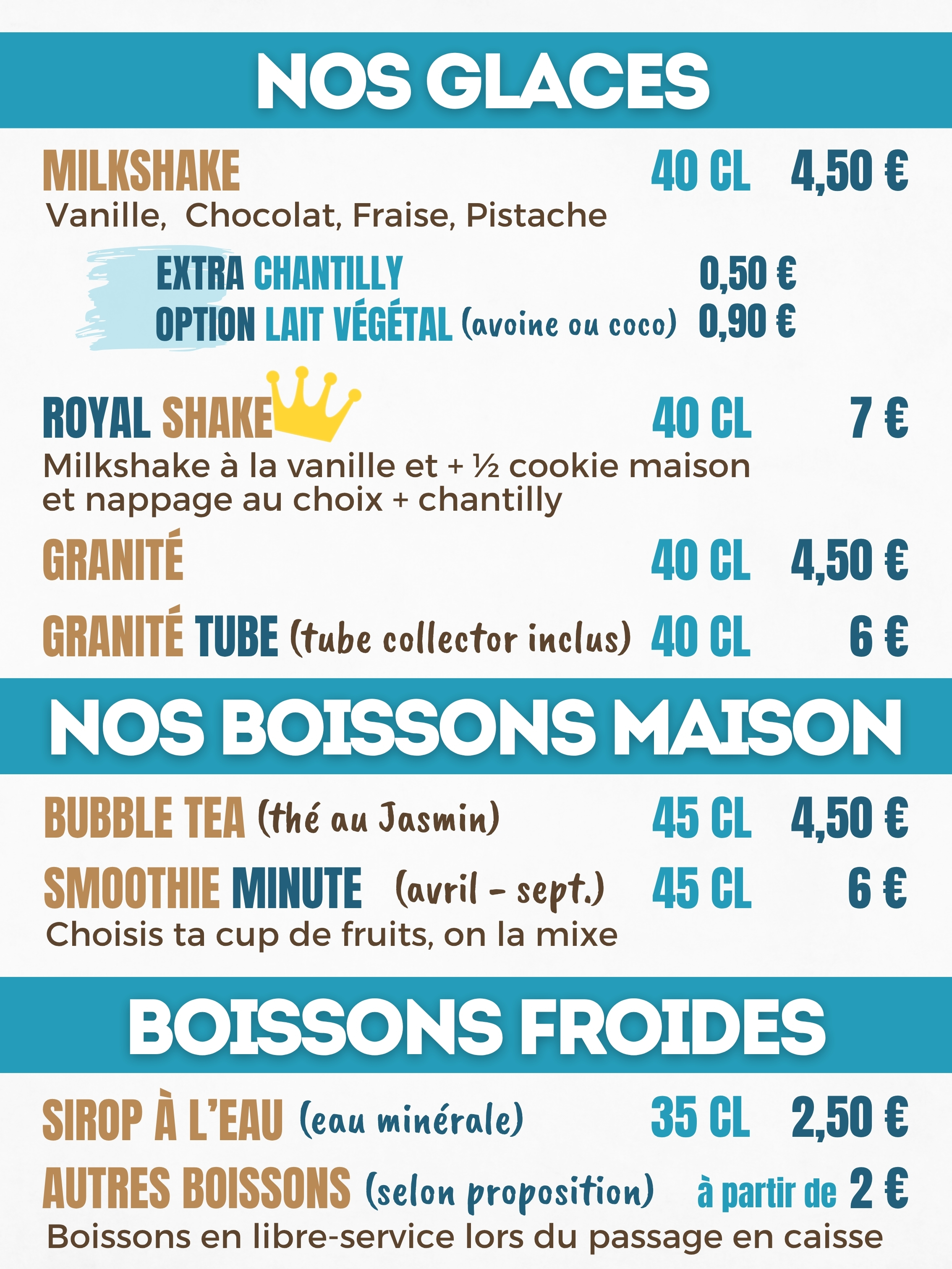 Nos boissons froides